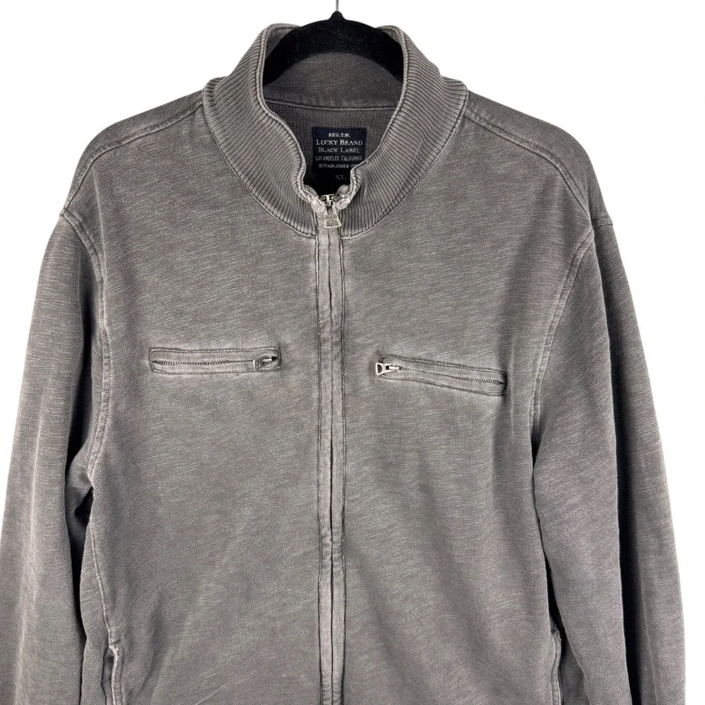 Lucky Brand Black Label Jacket Men's XL Full‎ Zip Bomber Style Gray